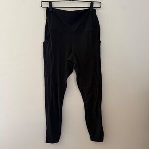 Quince High Waisted Athletic Yoga Leggings with Side Pockets 7/8 Length Sz M